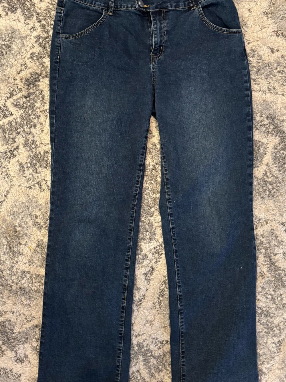 Flamingals Straight-Leg Double Button Women's Denim Jeans in Dark Blue